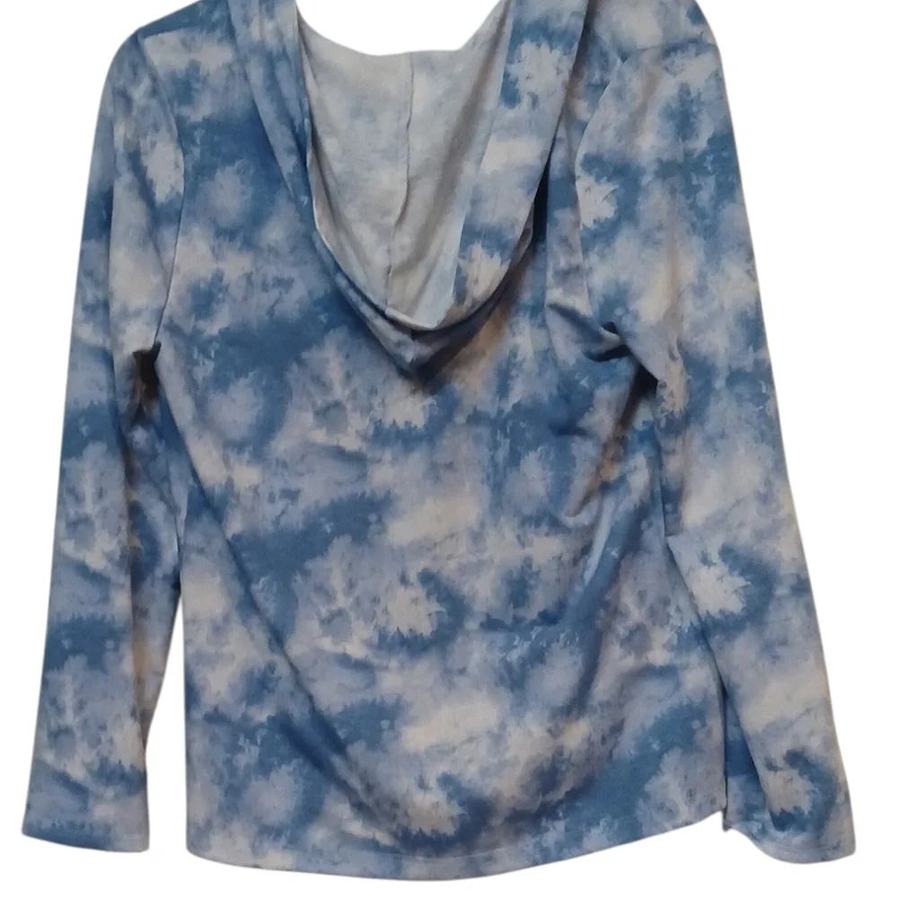 Carol Rose - NWT, Blue Tye-Dye Open Hoodie, Long Sleeves, Size Medium - Picture 4 of 10